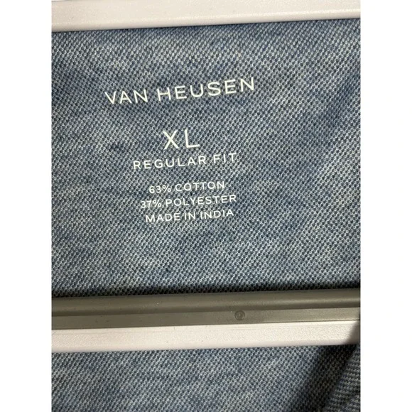 Van Heusen Mens XL Regular Fit Blue Heather Polo Shirt Short Sleeve 5077688401 - Picture 2 of 7
